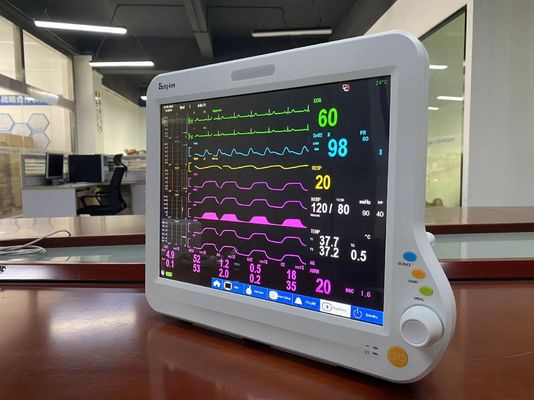 Monitor cardiaco in terapia intensiva, monitor portatile per pazienti in anestesia.