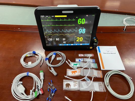 Controllo della frequenza cardiaca chirurgico uso veterinario 15 pollici con ECG NIBP SPO2